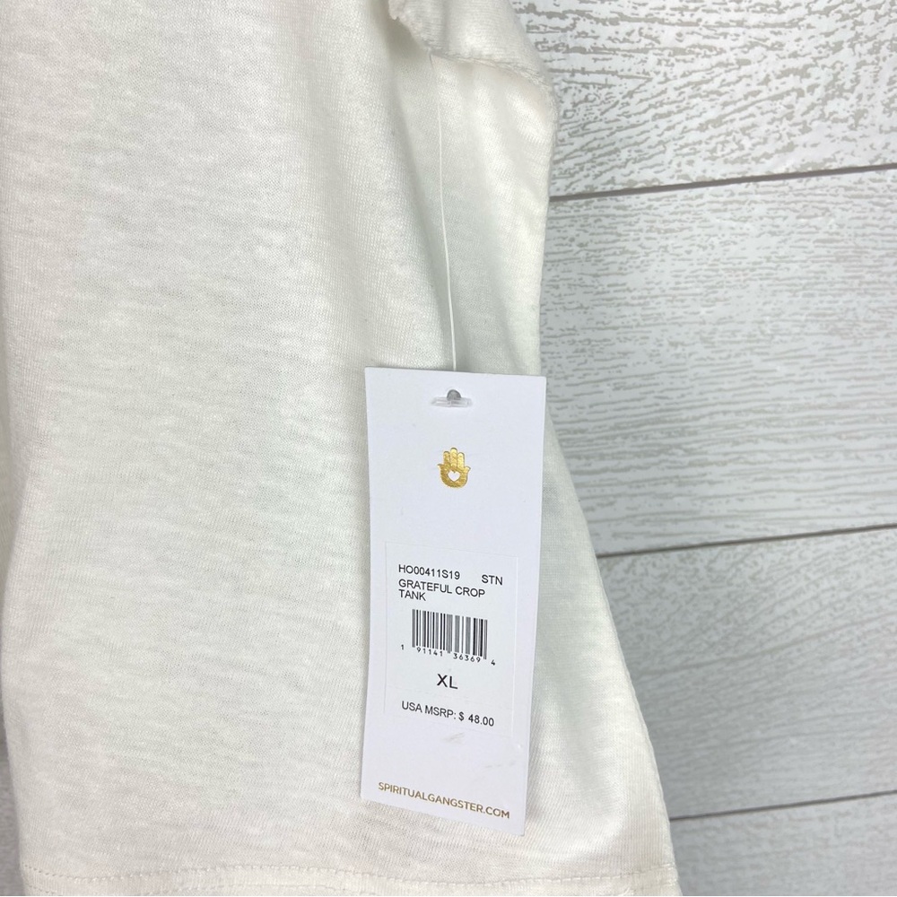NWT SPIRITUAL GANGSTER Grateful Crop Relaxed Tank Top White XL Comfy Active - Picture 3 of 5